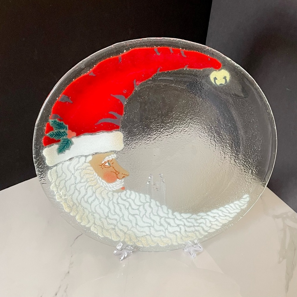 13.5" Crescent Moon Santa Platter by Peggy Karr